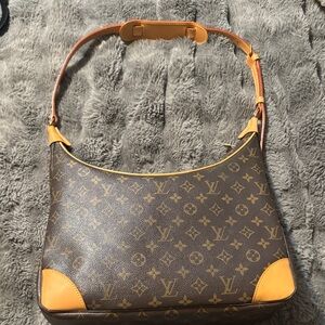 Louis Vuitton Monogram Shoulder Bag in Brown and Tan Leather Trim